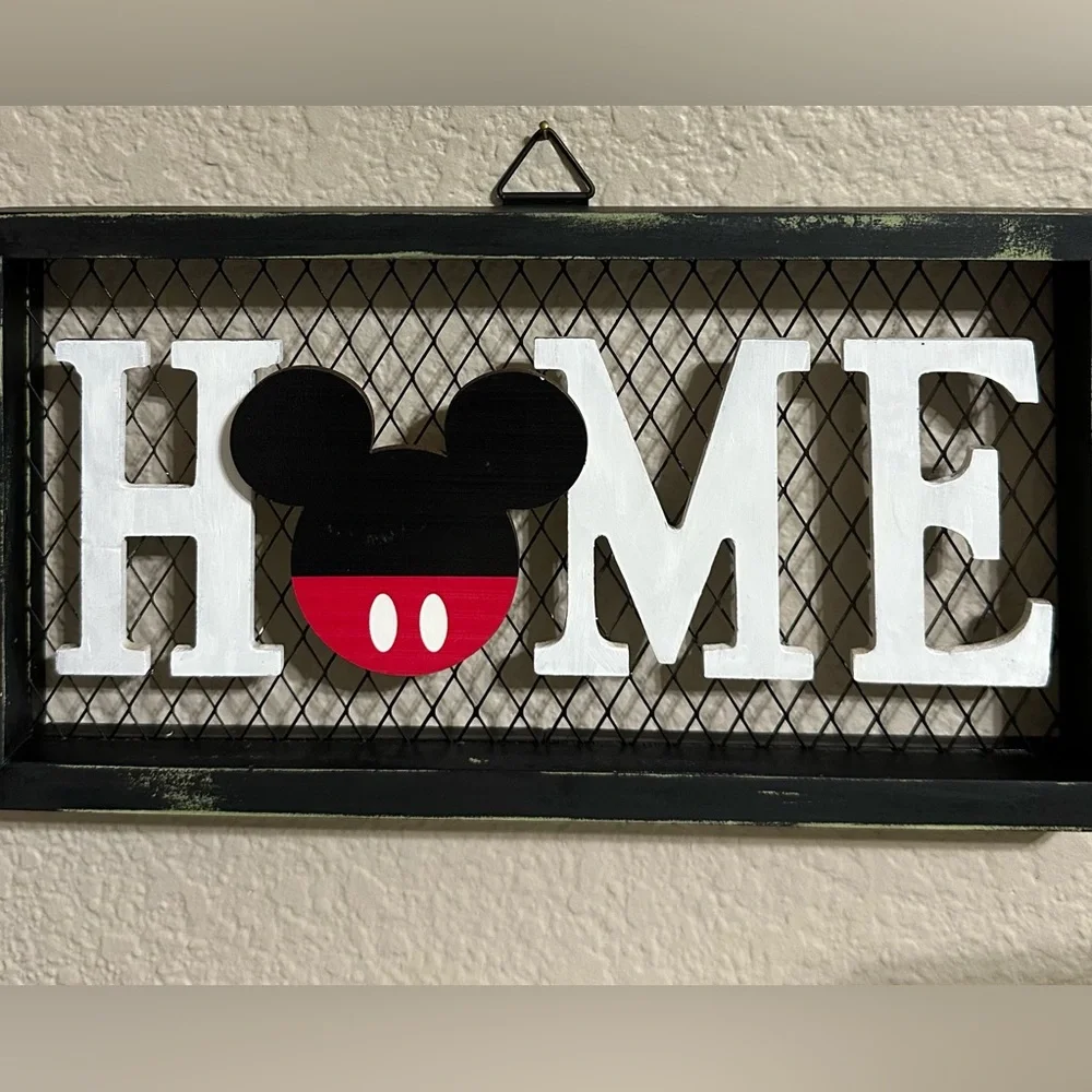 Bexupdos One of a Kind HOME Mickey Mouse-Inspired Wall Sign.